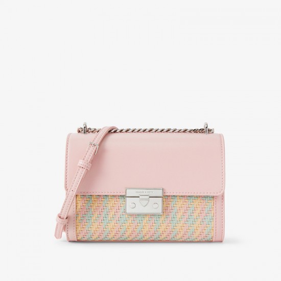 Charles Keith Chain Flap Shoulder Bag Pink